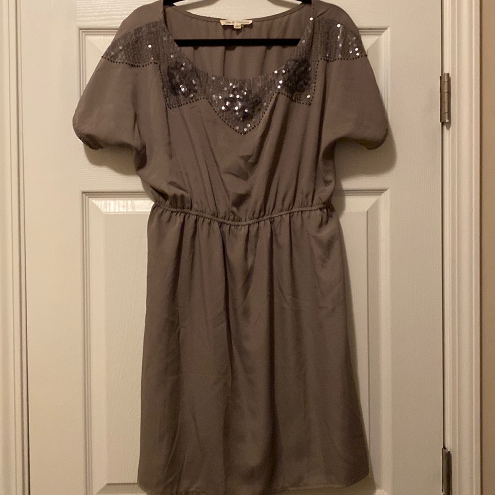 Tan boutique dress with sequin design